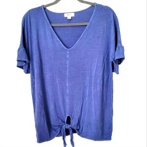 Style & Co. Ruffle Sleeves Tie Hem V-neck